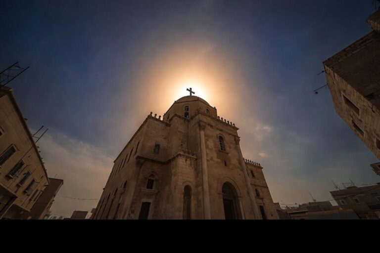 Image accompanying the article on Coptic priests beaten by Egyptian security forces for defending their own church property.
